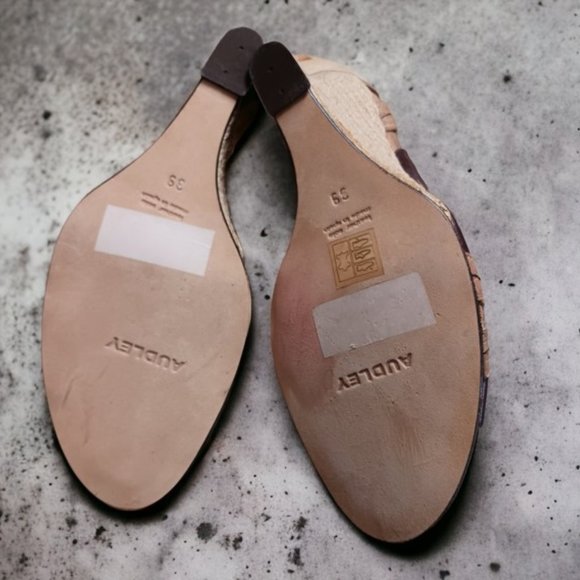 Audley  Leather Floral  Espadrille Open Toe Wedge Sandals  Size 8.5 - Picture 10 of 14